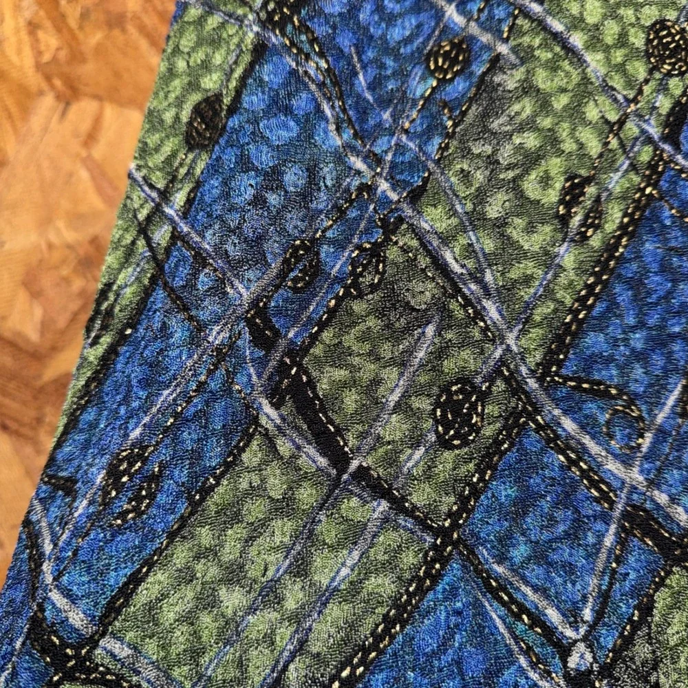 VTG Y2K Original Maxi Tank Dress Green‎ Checkered Colorblock Summer Vaca Artsy S